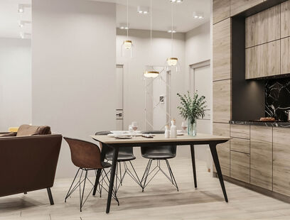 Фото № 3: Дизайн-проект трехкомнатной квартиры 65.13  м² Современный стиль для ЖК Новые Котельники