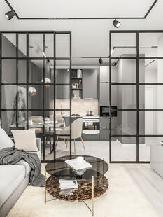 Фото № 6: Дизайн-проект двухкомнатной квартиры 37.1  м² стиль Модернизм для ЖК в пос. Кокошкино