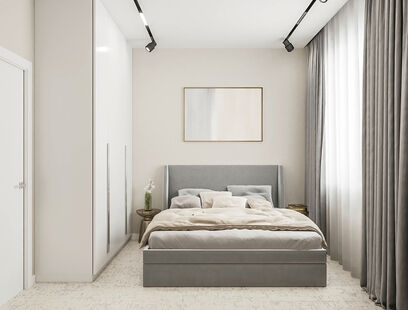 Фото № 4: Дизайн-проект двухкомнатной квартиры 37.1  м² стиль Модернизм для ЖК в пос. Кокошкино