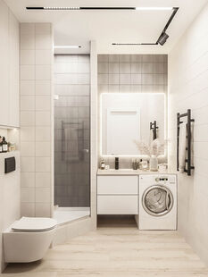 Фото № 5: Дизайн-проект двухкомнатной квартиры 37.1  м² стиль Модернизм для ЖК в пос. Кокошкино