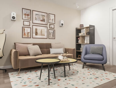 Фото № 1: Дизайн-проект однокомнатной квартиры 55.8  м² Современный стиль для ЖК Московский