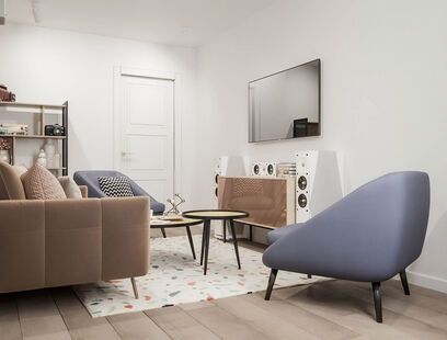 Фото № 4: Дизайн-проект однокомнатной квартиры 55.8  м² Современный стиль для ЖК Московский