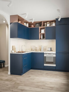 Фото № 2: Дизайн-проект однокомнатной квартиры 55.8  м² Современный стиль для ЖК Московский