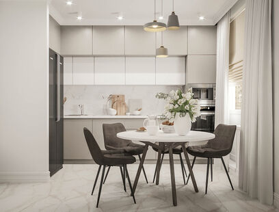 Фото № 1: Дизайн-проект трехкомнатной квартиры 90.5  м² Стиль Контемпорари для ЖК Галактика