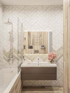 Фото № 6: Дизайн-проект трехкомнатной квартиры 90.5  м² Стиль Контемпорари для ЖК Галактика