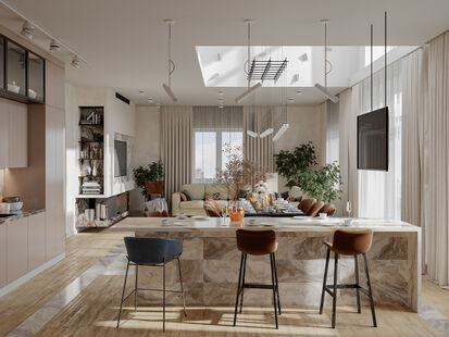 Фото № 1: Дизайн-проект дома/коттеджа 151.66  м² Современный стиль для этажа частного дома