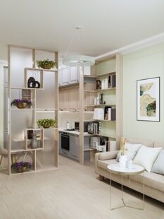 Фото № 3: Дизайн-проект однокомнатной квартиры 57.27  м² Стиль Современная классика для ЖК Достояние