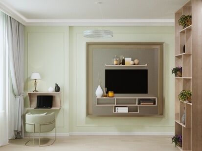 Фото № 2: Дизайн-проект однокомнатной квартиры 57.27  м² Стиль Современная классика для ЖК Достояние