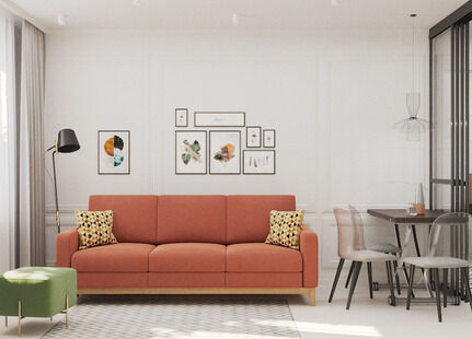 Фото № 2: Дизайн-проект трехкомнатной квартиры 48.26  м² Стиль Фьюжн для ЖК в п. Горки-10