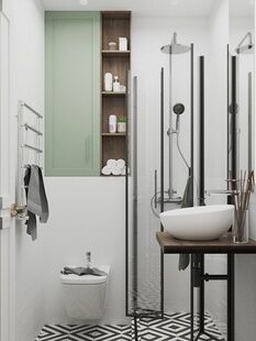 Фото № 4: Дизайн-проект трехкомнатной квартиры 48.26  м² Стиль Фьюжн для ЖК в п. Горки-10