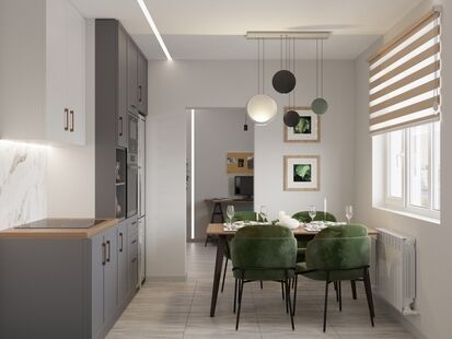 Фото № 1: Дизайн-проект трехкомнатной квартиры 79.54  м² стиль Модернизм для ЖК Московский