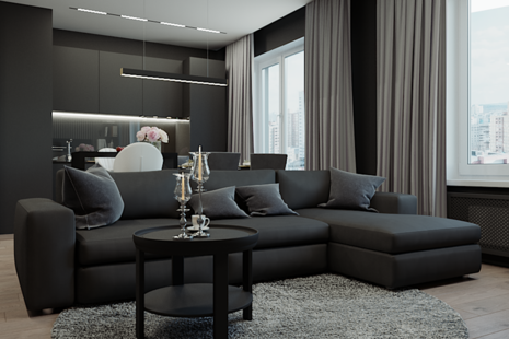 Фото № 1: Дизайн-проект трехкомнатной квартиры 54.4  м² Современный стиль для ЖК Левел Амурская