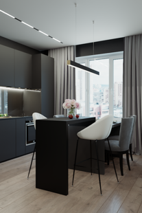 Фото № 3: Дизайн-проект трехкомнатной квартиры 54.4  м² Современный стиль для ЖК Левел Амурская