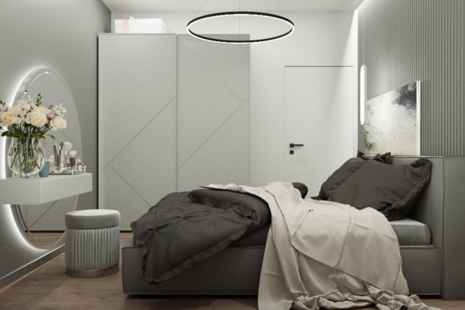 Фото № 4: Дизайн-проект трехкомнатной квартиры 54.4  м² Современный стиль для ЖК Левел Амурская