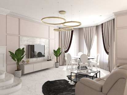 Фото № 1: Дизайн-проект дома/коттеджа 93.6  м² Стиль Современная классика для этажа частного дома