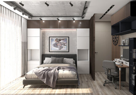 Фото № 1: Дизайн-проект трехкомнатной квартиры 57.61  м² Современный стиль для ЖК Савеловский Сити