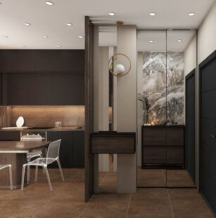 Фото № 3: Дизайн-проект трехкомнатной квартиры 57.61  м² Современный стиль для ЖК Савеловский Сити