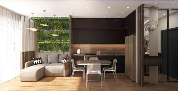 Фото № 5: Дизайн-проект трехкомнатной квартиры 57.61  м² Современный стиль для ЖК Савеловский Сити