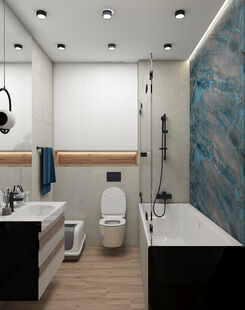 Фото № 6: Дизайн-проект трехкомнатной квартиры 57.61  м² Современный стиль для ЖК Савеловский Сити