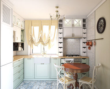 Фото № 1: Дизайн-проект двухкомнатной квартиры 46.8  м² Стиль Прованс для ЖК Московский