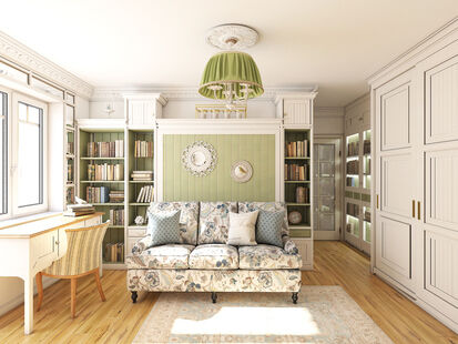 Фото № 6: Дизайн-проект двухкомнатной квартиры 46.8  м² Стиль Прованс для ЖК Московский