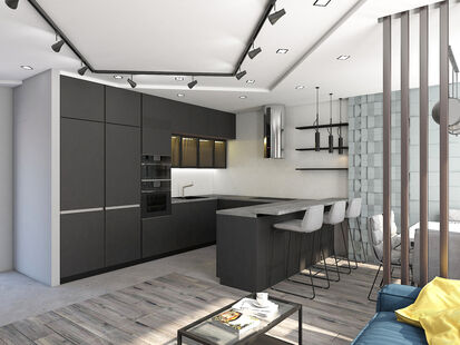 Фото № 2: Дизайн-проект трехкомнатной квартиры 87.8  м² стиль Модернизм для ЖК в г. Балашиха