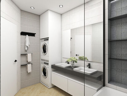 Фото № 4: Дизайн-проект трехкомнатной квартиры 87.8  м² стиль Модернизм для ЖК в г. Балашиха