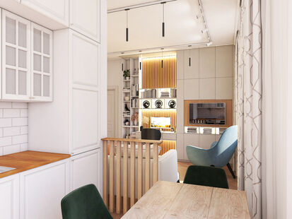 Фото № 6: Дизайн-проект двухкомнатной квартиры 51.0  м² Стиль Фьюжн для ЖК Московский