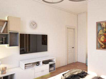 Фото № 4: Дизайн-проект двухкомнатной квартиры 51.0  м² Стиль Фьюжн для ЖК Московский