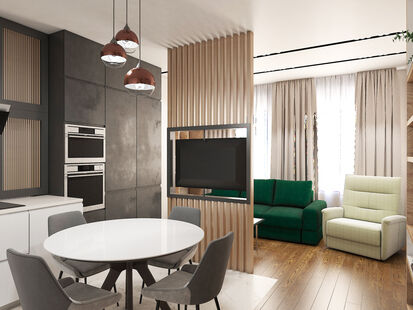 Фото № 6: Дизайн-проект четырехкомнатной квартиры 109.09  м² стиль Модернизм для ЖК Клубный Дом