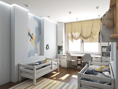 Фото № 2: Дизайн-проект четырехкомнатной квартиры 109.09  м² стиль Модернизм для ЖК Клубный Дом