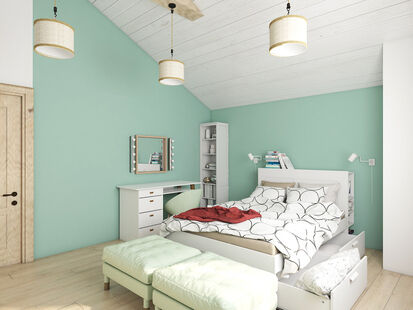 Фото № 2: Дизайн-проект спальни 20.0  м² Стиль Контемпорари для дома в кп дворянское озеро