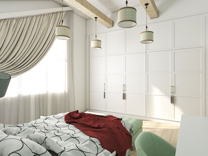 Фото № 3: Дизайн-проект спальни 20.0  м² Стиль Контемпорари для дома в кп дворянское озеро