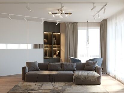 Фото № 3: Дизайн-проект двухкомнатной квартиры 91.7  м² Современный стиль для ЖК Московский