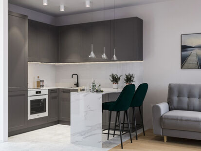 Фото № 1: Дизайн-проект однокомнатной квартиры 40.55  м² Стиль Минимализм для ЖК 4 you