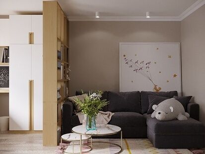 Фото № 4: Дизайн-проект двухкомнатной квартиры 58.35  м² Стиль Контемпорари для ЖК Московский