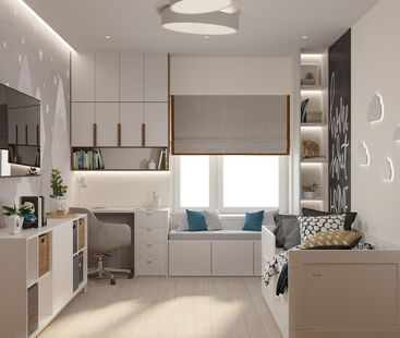 Фото № 1: Дизайн-проект двухкомнатной квартиры 48.62  м² стиль Модернизм для ЖК Московский