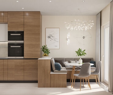 Фото № 3: Дизайн-проект двухкомнатной квартиры 48.62  м² стиль Модернизм для ЖК Московский