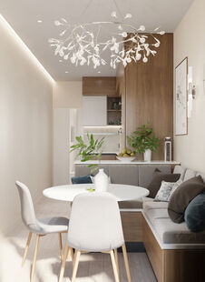 Фото № 2: Дизайн-проект двухкомнатной квартиры 48.62  м² стиль Модернизм для ЖК Московский