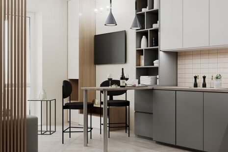 Фото № 4: Дизайн-проект двухкомнатной квартиры 42.41  м² Скандинавский стиль для ЖК Нормандия