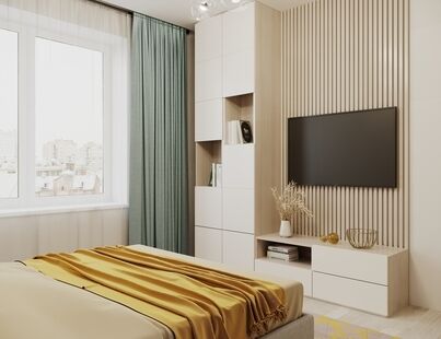 Фото № 2: Дизайн-проект двухкомнатной квартиры 42.41  м² Скандинавский стиль для ЖК Нормандия