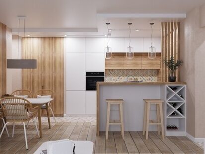 Фото № 6: Дизайн-проект трехкомнатной квартиры 49.6  м² Современный стиль для ЖК Московский