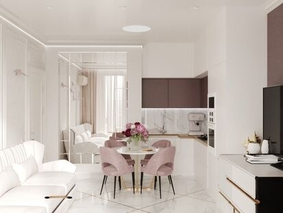 Фото № 4: Дизайн-проект трехкомнатной квартиры 64.24  м² Стиль Современная классика для ЖК Лесопарковый