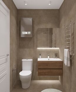 Фото № 6: Дизайн-проект трехкомнатной квартиры 64.2  м² стиль Модернизм для ЖК Левел Амурская