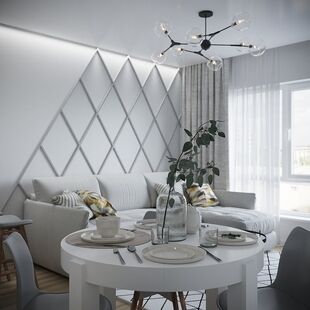 Фото № 2: Дизайн-проект двухкомнатной квартиры 61.72  м² Стиль Модернизм для ЖК Саларьево Парк