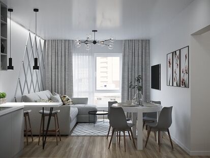 Фото № 4: Дизайн-проект двухкомнатной квартиры 61.72  м² Стиль Модернизм для ЖК Саларьево Парк