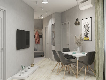 Фото № 6: Дизайн-проект однокомнатной квартиры 46.7  м² Стиль Контемпорари для ЖК Центр+