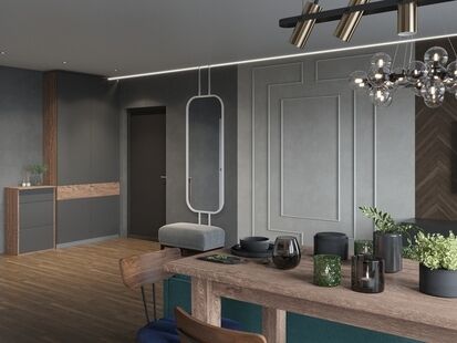 Фото № 6: Дизайн-проект двухкомнатной квартиры 71.0  м² стиль Модернизм для ЖК Изумрудный