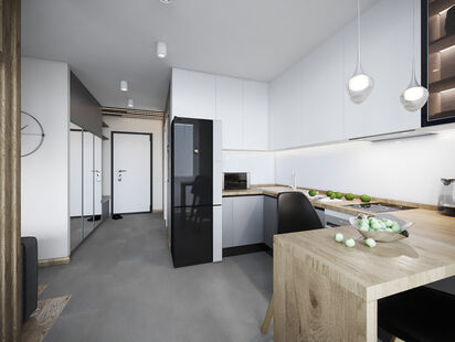 Фото № 6: Дизайн-проект однокомнатной квартиры 36.46  м² Скандинавский стиль для ЖК Eco City