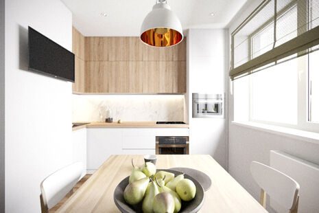 Фото № 4: Дизайн-проект однокомнатной квартиры 42.45  м² Стиль Фьюжн для ЖК Московский